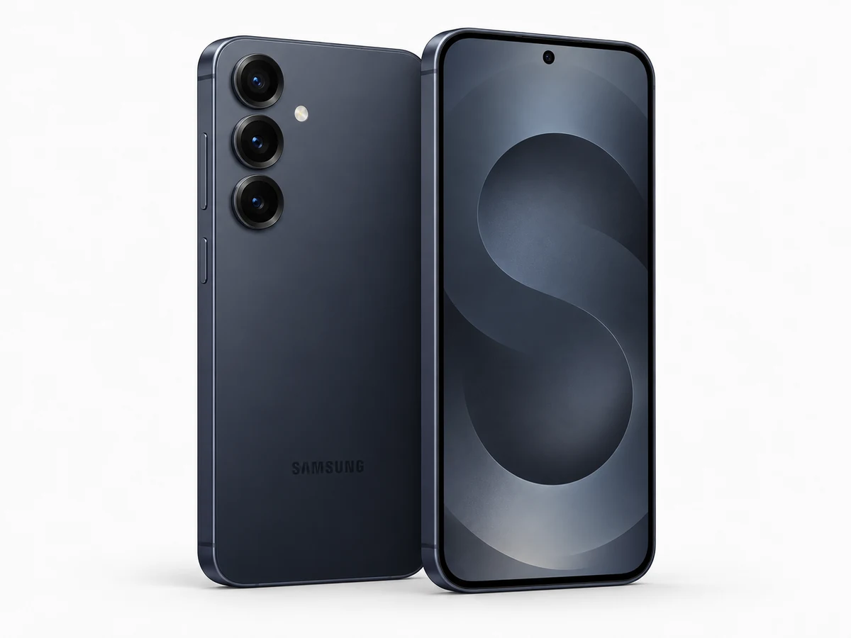 Samsung Galaxy S25 in Blau-Schwarz – Vorder- und Rückansicht (Modellabbildung)