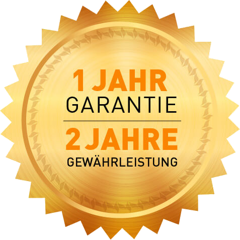 1 Jahr Garantie, 2 Jahre Gewährleistung